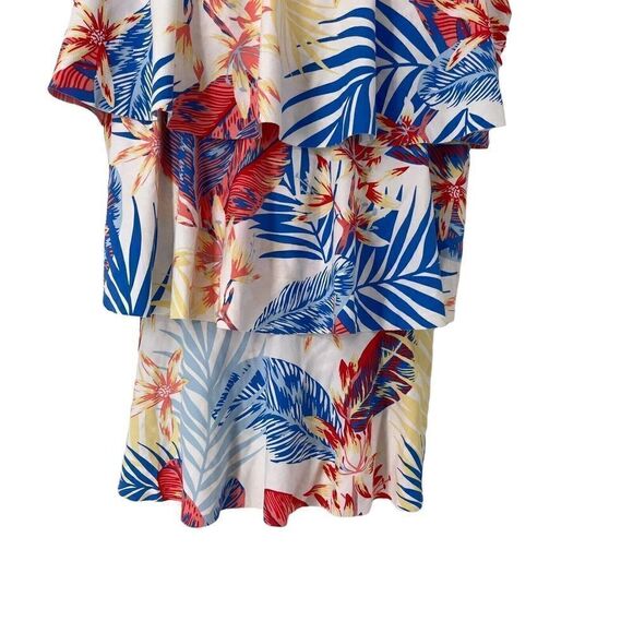 Tankini Swim Top Tiered Ruffle Beach House Womens Size 8 Tropical Multicolor Top - Picture 4 of 6